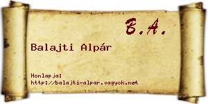 Balajti Alpár névjegykártya